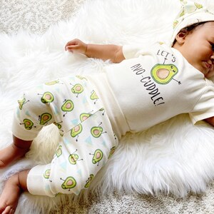 Organic Baby Bodysuit and Leggings: Avocado Print, Gender Neutral