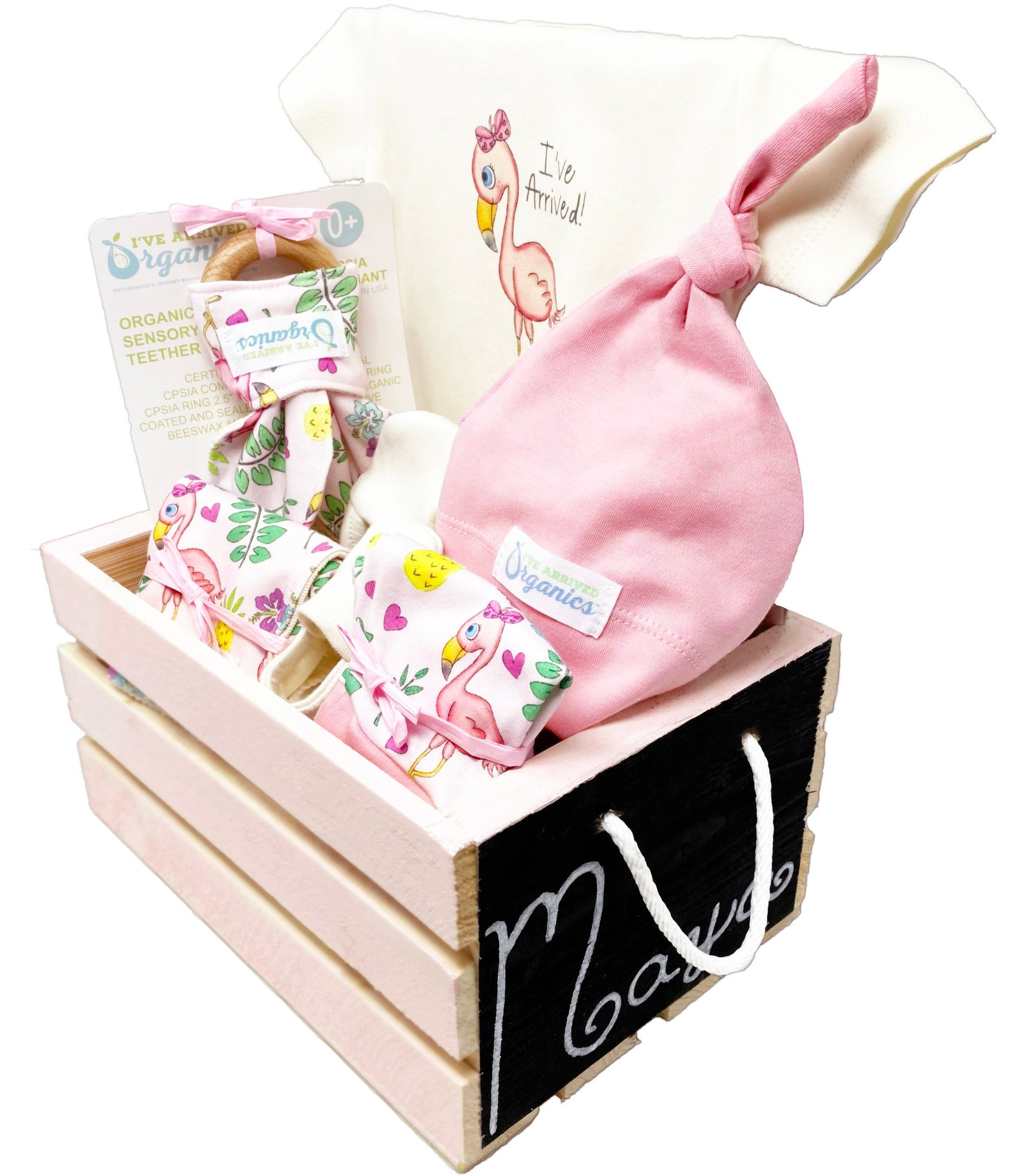 Baby Girl Gift Basket Organic Baby Clothes I've Arrived Etsy