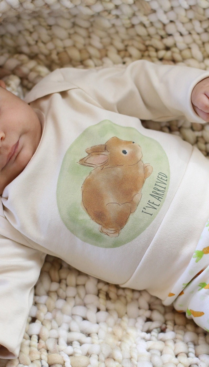 Organic Baby Clothes burpcloth Bunny Baby Clothes Baby Gifting Baby Shower Gift washcloth Baby Bodysuit knot cap Gender Neutral Baby