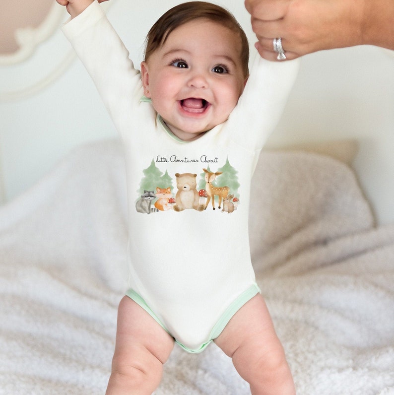 Organic Baby Clothes Woodland Animals Bodysuit Personalized Etsy