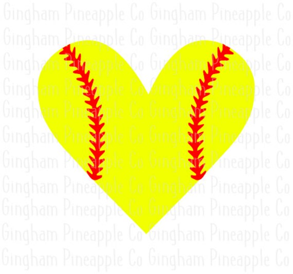 Softball Heart Svg Etsy