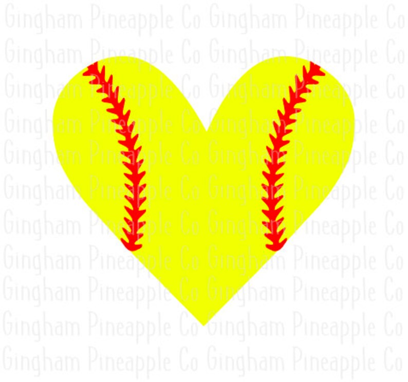 Softball Heart Svg Etsy