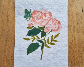 Pink Rose - Original Gouache Painting