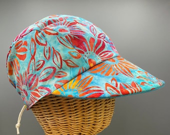 Sunflower Batik Baseball Cap: Adjustable Cotton Sun Hat