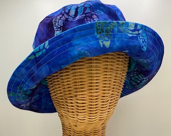 Batik Turtle Reversible Bucket Hat