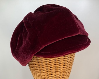 Velvet Newsboy Cap: Rayon Silk Blend, Adjustable Fit