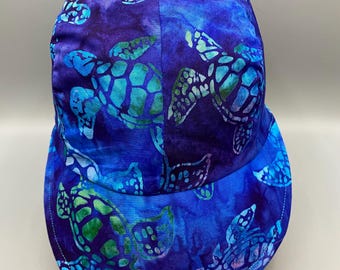 Reversible Turtle Batik Cotton Baseball Cap: Adjustable, Machine Washable