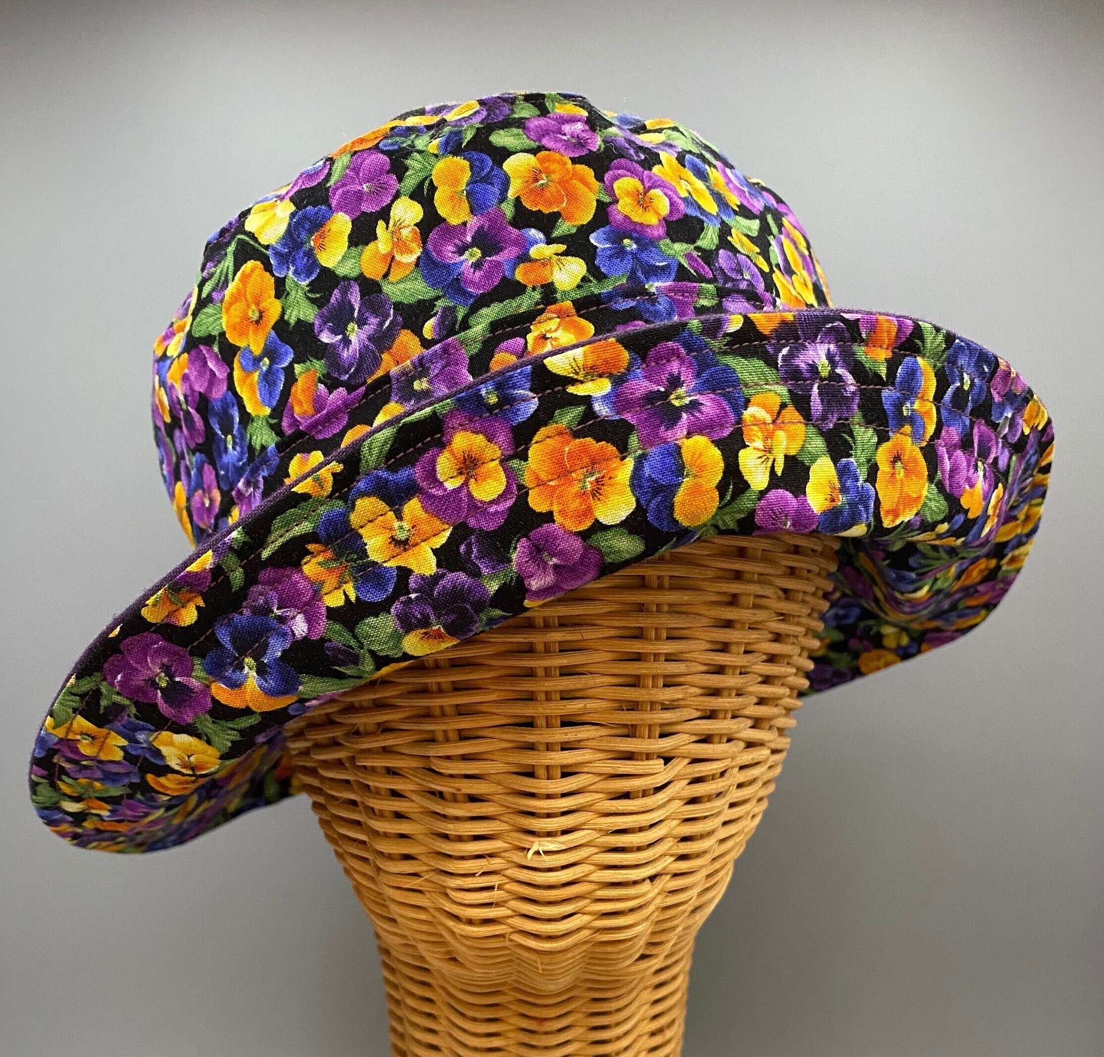Polyester Bucket Hat with Wildflowers Print, Reversible, Sun Protection KAICAILA Women Wide Brim Sun Hat Floral Reversible Bohemian  main image 2