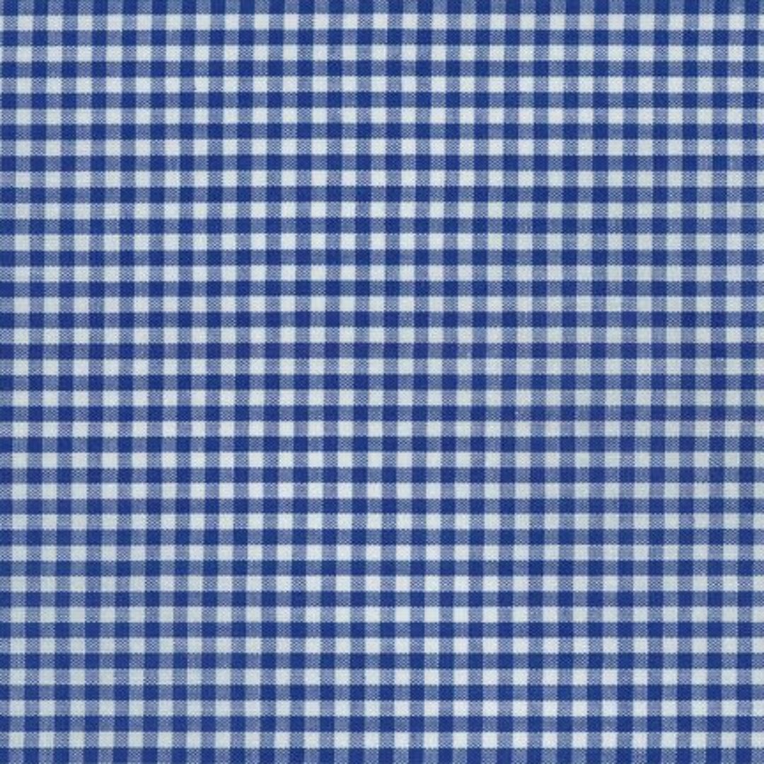 Royal Blue Gingham Fabric by the Yard, 1/8 Dark Blue and White Checked