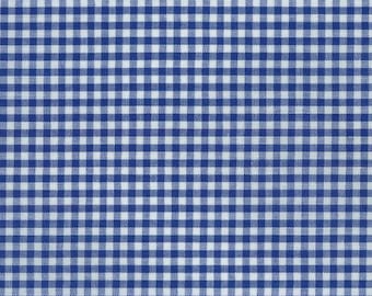 Royal Blue Gingham fabric by the yard, 1/8" dark blue and white checked fabric, Robert Kaufman Fabric, 100% cotton fabric
