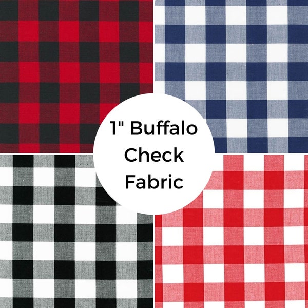 1" Buffalo Check plaids, Gingham Fabric by the yard, 1 inch checked fabric, Robert Kaufman Fabric 100% cotton fabric