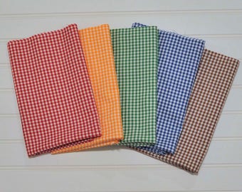 Half Yard bundle of TWO Gingham Fabrics, 1/8" checked fabric, Robert Kaufman Fabric, 100% cotton fabric checkered