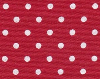 Red dot fabric by the yard, 100% cotton 1/8" white dots printed on crimson red fabric, Fabric Finders 2176
