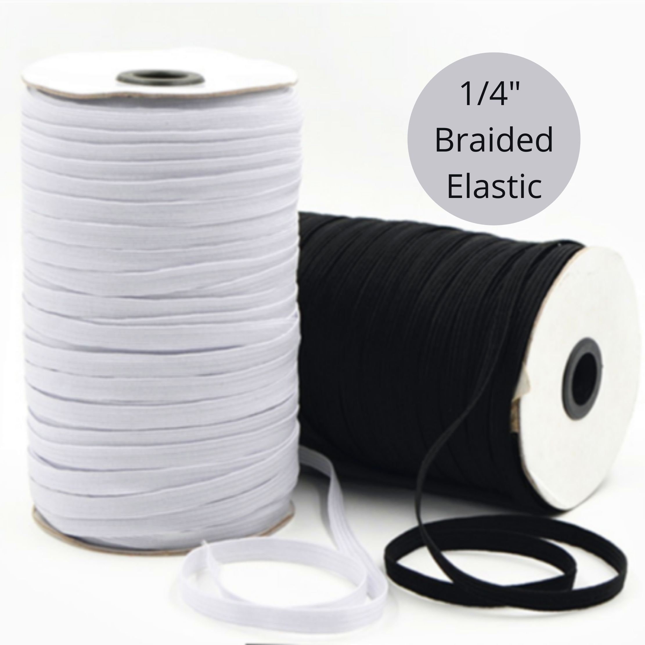 100 Yards 1/4 Width Sewing Elastic Bands Braided Elastic Cord