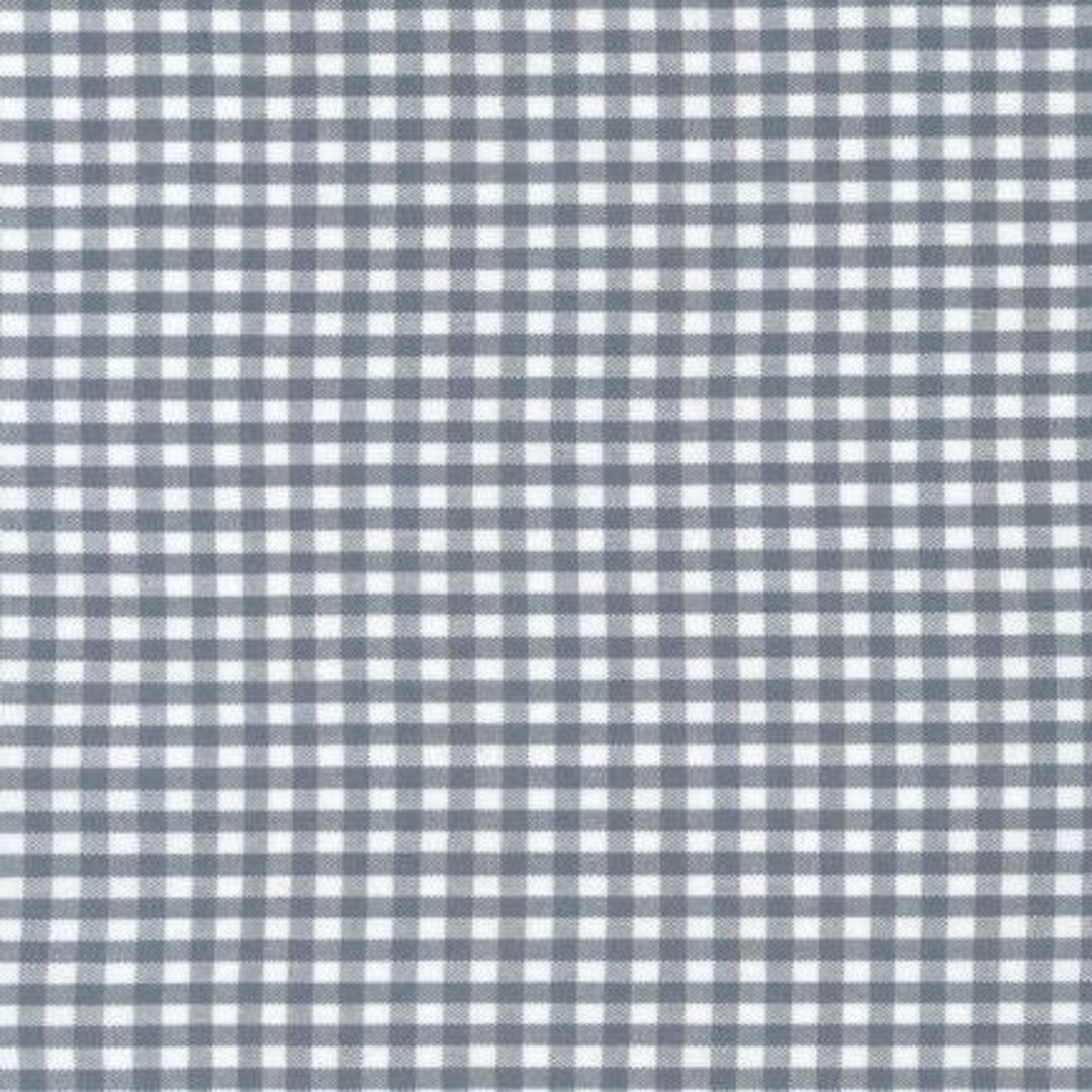 Silver Grey Gingham Fabric by the Half Yard or Quarter Yard, 1/8