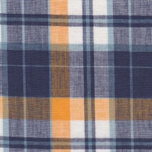 Blue and yellow Madras Plaid Fabric by the yard/ half yard, blue white orange yellow white Fabric Finder 012 Plaid Fabric 100% cotton