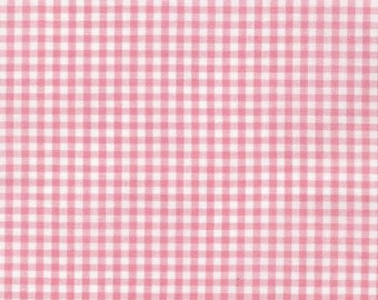 Pink Gingham fabric by the half or quarter yard, 1/8" pink and white checked fabric, Robert Kaufman 100% cotton quilting and apparel fabric