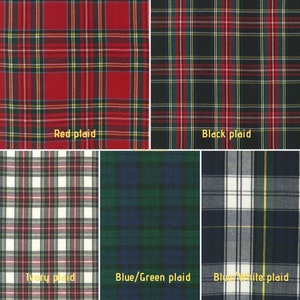 Plaid Fabric by the Yard, Half and Full Yard of Red Black