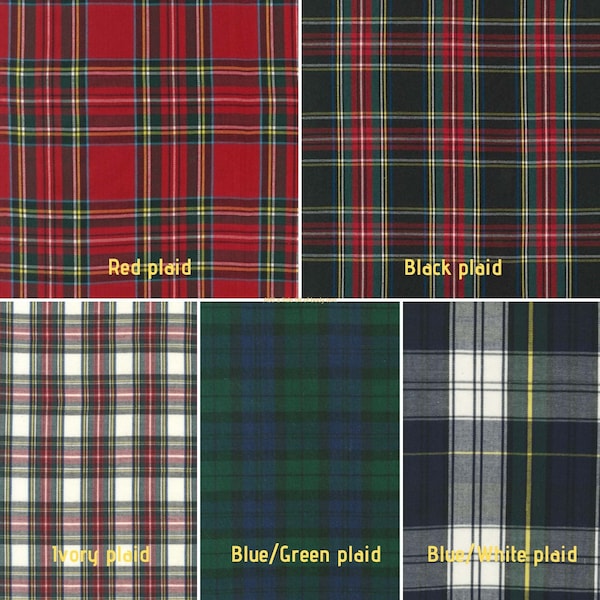 Plaid Fabric by the yard, red black navy green Robert Kaufman House of Wales Tartan Plaid Fabric 100% cotton