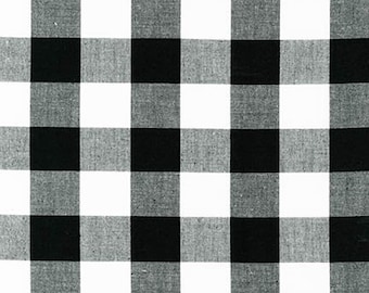 1" buffalo plaid BLACK fabric by the half yard or quarter yard, 1" inch black and white checks Robert Kaufman Carolina Gingham 100% cotton