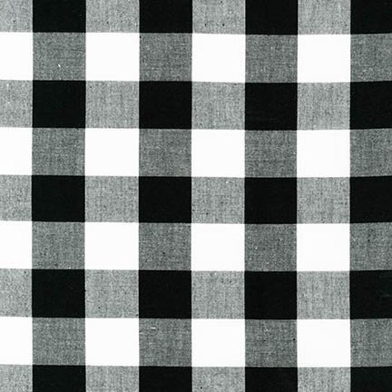 1" buffalo plaid BLACK fabric by the half yard or quarter yard, 1" inch black and white checks Robert Kaufman Carolina Gingham 100% cotton