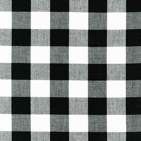 1" buffalo plaid fabric by the yard in BLACK, 1" inch black and white checks Robert Kaufman Carolina Gingham Fabric, 100% cotton