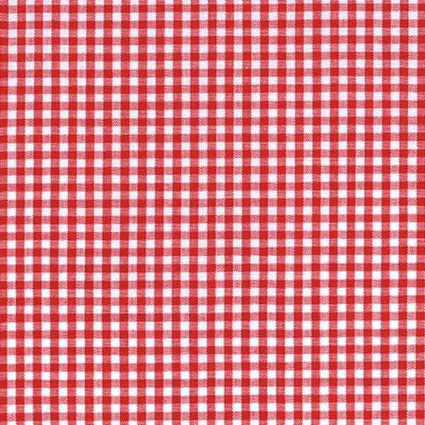 Red Gingham fabric by the yard, 1/8" red and white checked fabric, Robert Kaufman Carolina Gingham Fabric, 100% cotton fabric