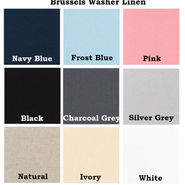 Washable linen fabric by the yard, Brussels Washer Linen blend Robert Kaufman Fabric, white ivory natural pink blue navy black grey
