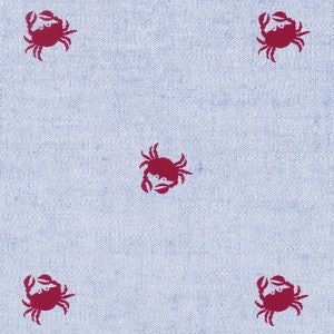 Crabs on blue chambray Fabric by the yard Fabric Finders 100% cotton quilting and apparel fabric