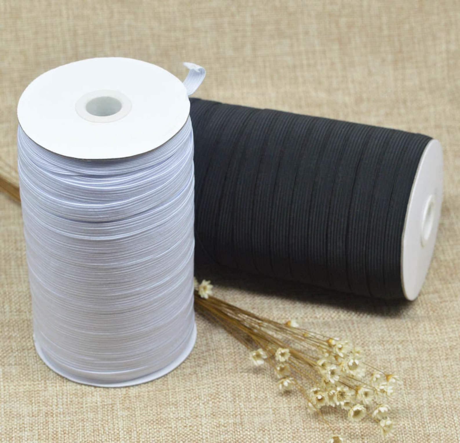 1/2 Inch Elastic, White or Black BRAIDED Elastic Sold by the Yard, Half ...