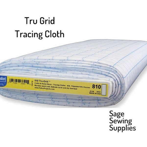 Pellon Tru Grid interfacing 810, pattern making 1" grid tracing fabric, 45" wide white washable sold by the yard, half