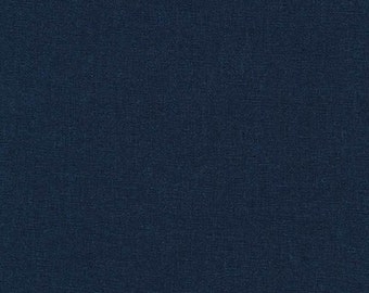 Navy Blue Linen Fabric, Brussels Washer Linen, Robert Kaufman dark blue washable linen fabric by the half yard or quarter yard