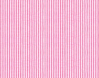 Hot Pink Seersucker Fabric, Robert Kaufman Fabric by the yard, bright pink and white seersucker, cotton blend half yard