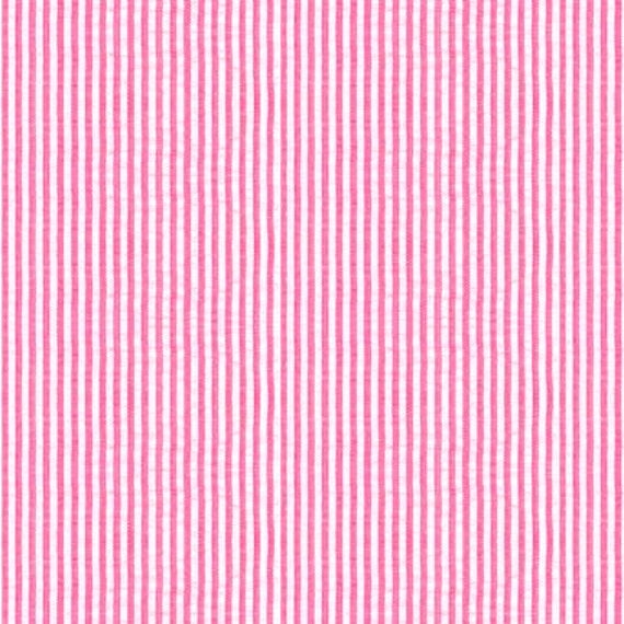 Hot Pink Seersucker Fabric, Robert Kaufman Fabric by the yard, bright pink and white seersucker, cotton blend half yard