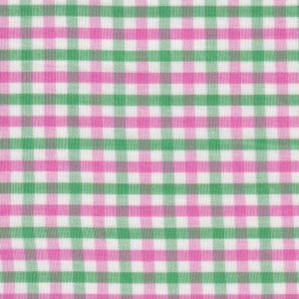 Green and Pink check Fabric by the yard, 1/8" checked bright green and hot pink tattersall Gingham, Fabric Finders 100% cotton plaid T119