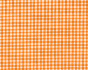 Orange Gingham fabric by the half yard or quarter yard, 1/8" Orange and White checked fabric, Robert Kaufman 100% cotton fabric