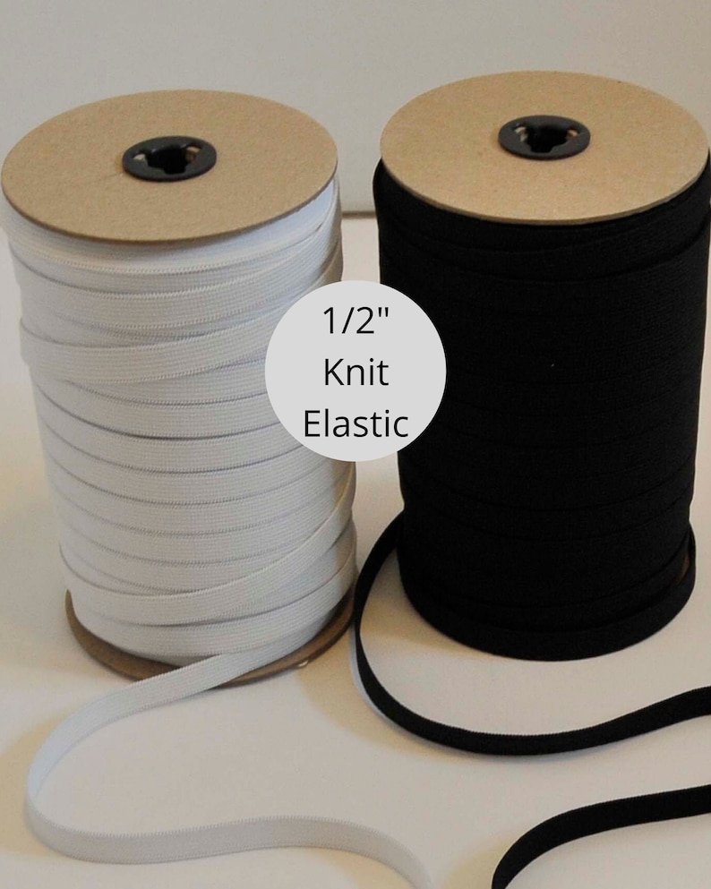 1/2 KNIT Elastic White or Black Knit Elastic by the Etsy