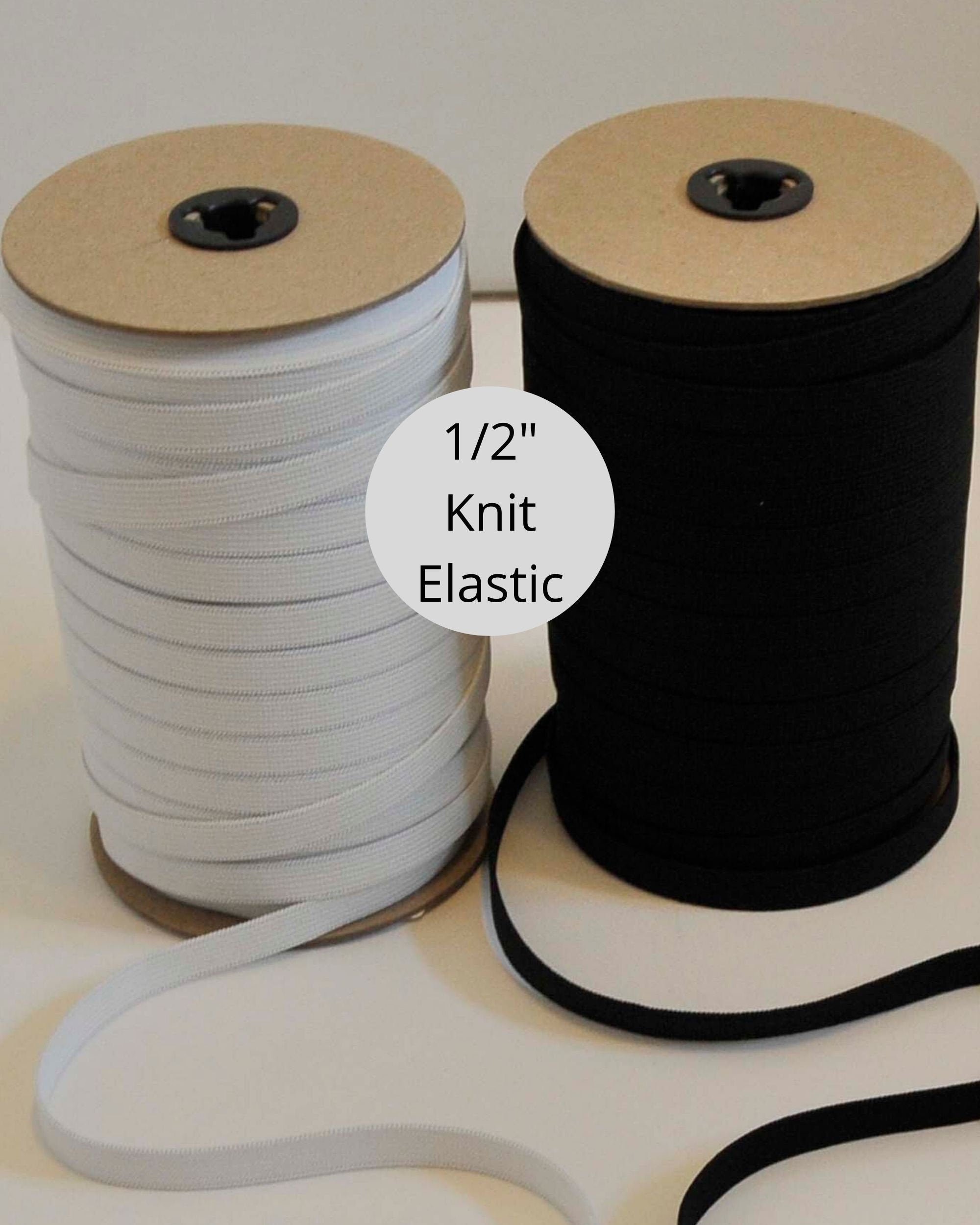 Stretchrite Non-Roll Flat Elastic .5x50yd-White, 1 Count