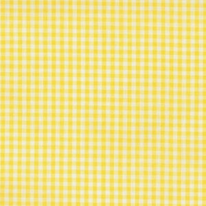 May include: A yellow and white gingham fabric with a checkered pattern.
