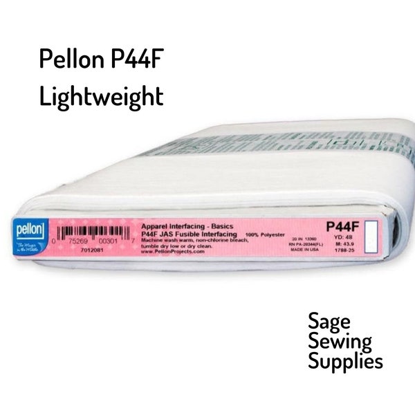 Pellon lightweight fusible interfacing P44F, quilting interfacing 20" wide, iron-on white washable stabilizer by the yard, half yard