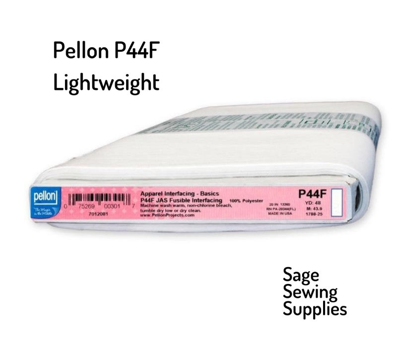 Pellon lightweight fusible interfacing P44F, quilting interfacing 20 wide, iron-on white washable stabilizer by the yard, half yard image 1