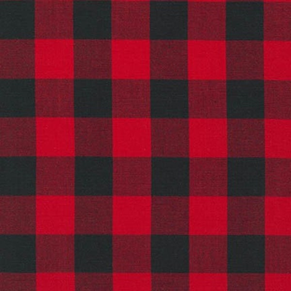 1" buffalo plaid fabric by the yard in Scarlet, 1" inch red and black checks Robert Kaufman Carolina Gingham Fabric, 100% cotton