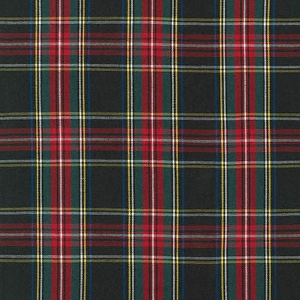 Black and Red plaid Fabric by the yard, Robert Kaufman House of Wales Tartan Plaid Fabric, 100% cotton CUD-13045-2 BLACK