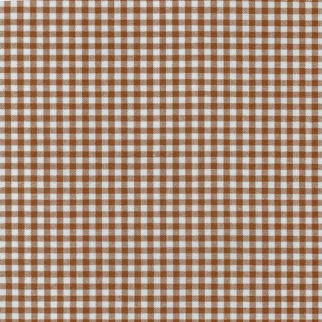 Brown Gingham Fabric by the Half Yard, 1/8" Chocolate Brown and White