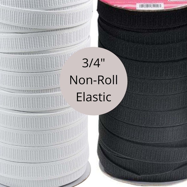 3/4" non-roll elastic, woven elastic sold by the yard, black or white elastic 3/4 inch