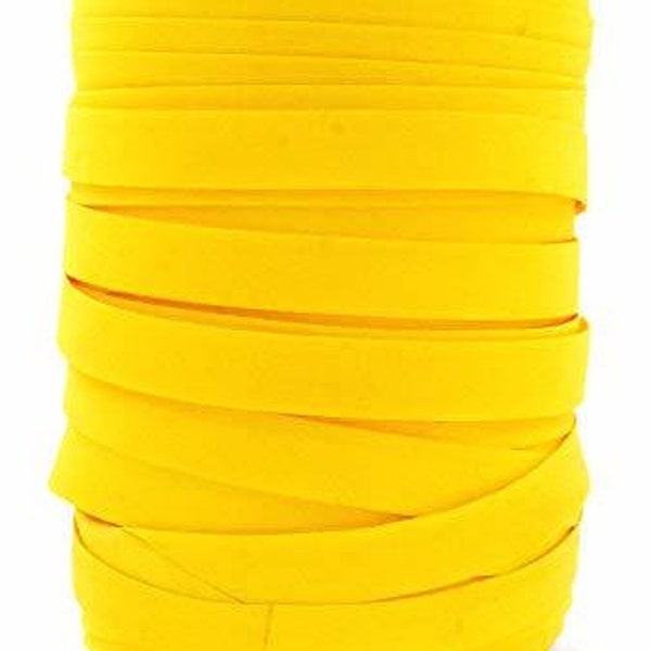 YELLOW 1/2" double fold bias tape, half inch wide bias tape canary yellow, trim By The Yard