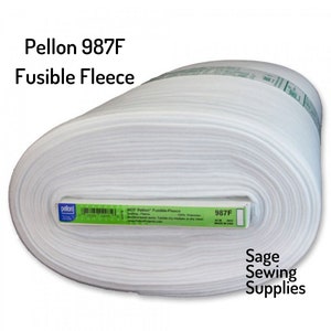 Pellon Fusible Fleece 987F, 45" wide quilting interfacing, iron-on white washable lofty stabilizer by the yard