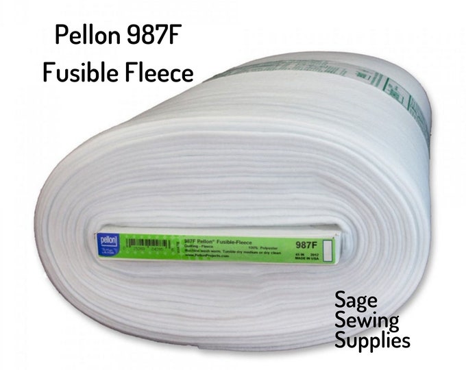 Pellon Fusible Fleece 987F, 45 Wide Quilting Interfacing, Ironon White
