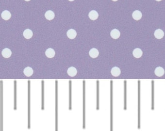 Lavender dot fabric by the yard, 100% cotton 1/8" white dots printed on lilac light purple, Fabric Finders 2259