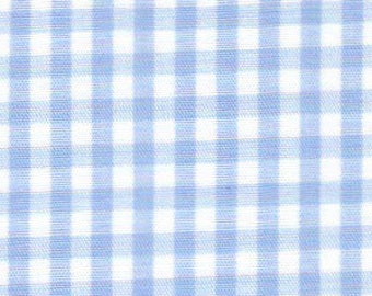Blue Gingham Fabric by the yard, 1/8" checked light blue fabric, Fabric Finders 100% cotton gingham check fabric
